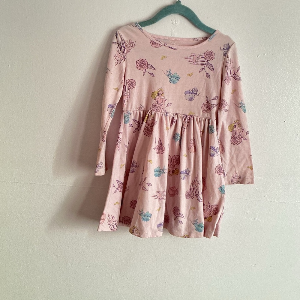 Disney Pink Long Sleeve Casual Sundress with Crew Neck